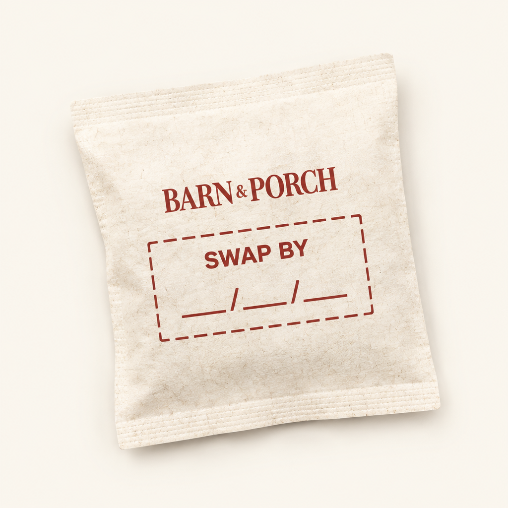 Barn & Porch pouch with the SWAP BY date box